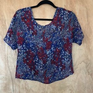 Abound Blue floral tie back top